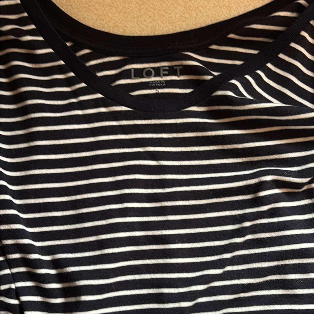 LOFT Navy and White Striped Tee